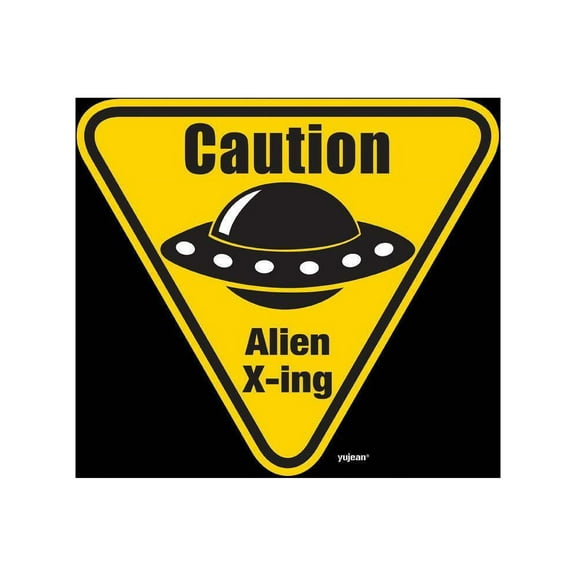 Caution Alien X-ing Crossing Expertly Design Cotton TOTE Shopping BAG - 13" x 16" - Black