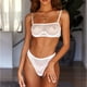 thumbnail image 4 of Gibobby Conjunto Lencería Tanga Y Bralette Ropa interior de malla Sujetador Conjunto de malla Breve Lencería de mujer Bralette Sexy Wire Sexy(Blanco, M), 4 of 5