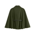 thumbnail image 4 of Women's Solid Color Poncho Coat, Batwing Sleeve Cape Jacket, Oversized Belted Tunic, Stand Collar Casual Cloak, Trendy Loose Fit Outerwear, Elegant Layering Piece Green XS, 4 of 5