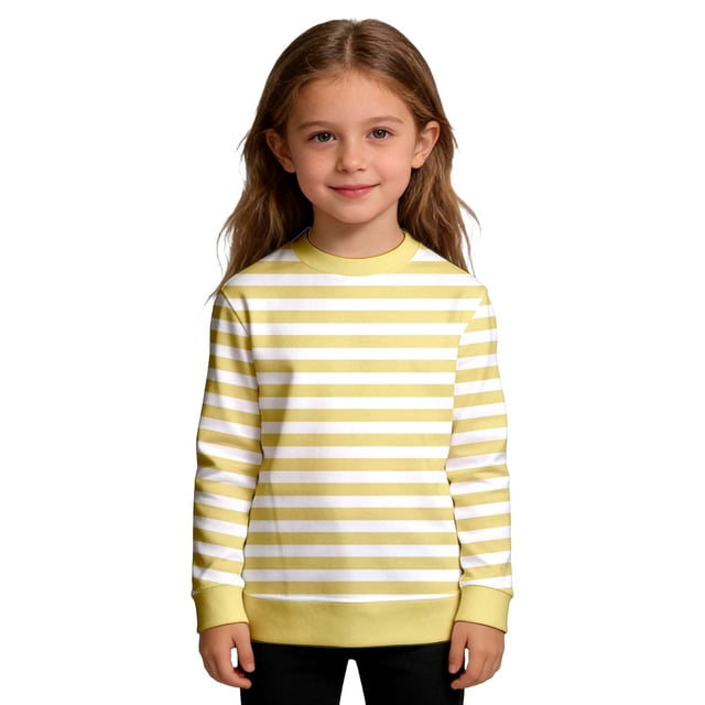 JTieacloth Garçon Rayé à Manches Longues Col Ras du Cou Chandail Molletonné Enfants Décontracté Chandail à Enfiler Haut pour Enfants Garçons Hauts d'Été Tailles 5-6 Ans