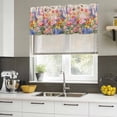 thumbnail image 4 of Red Pink Flowers Curtain Valances for Windows, Kitchen Valance Window Treatments Panel 2 Pack, Spring Lavender Pastoral Botanical Rod Pocket Short Curtains for Bathroom Bedroom 42 x 12 Inch, 4 of 8