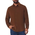 thumbnail image 5 of INSPIRE CHIC Men's 100% Cotton Dress Shirt Long Sleeve Solid Casual Button Down Shirts M Brown, 5 of 6