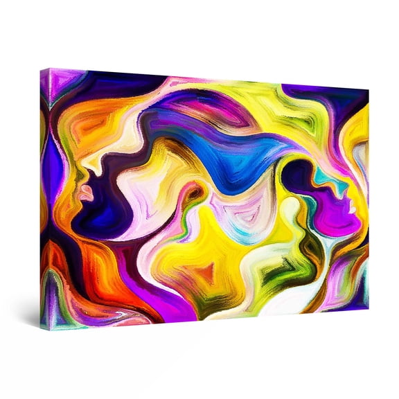 Startonight Canvas Wall Art Abstract - Abstract FACES Love Painting - Large Framed 32" x 48"