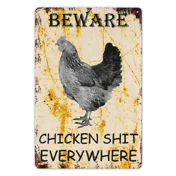 Metal Tin Sign 8 x 12 Inch-Funny Chicken Sign, Metal Chicken Coop Tin Signs, Welcome to Our Coop, Yard Sign Garage Farm Garden Wall Decor Sign Plaque Outdoor for Home Fence