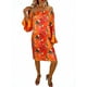 thumbnail image 1 of Vestido Estampado Fuera Del Hombro con Escote Elástico en Tela Elástica de Poliéster para Fiestas, Vacaciones Y Uso Cotidiano Informal, 1 of 5