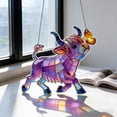 thumbnail image 4 of FEOLGEHLY Highland Cow Suncatcher for Windows Hanging, Stained Glass Style Acrylic Ornament with Chain, Farm Animal Sun Catcher Ornament for Home Easter Summer Decorations, Gift for Cow Lovers, 4 of 5