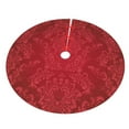 thumbnail image 3 of Kll 30" Christmas Tree Skirt Vintage Burgundy Xmas Tree Skirts Mat For New Year Xmas Holiday Party Indoor Outdoor Home Decoration, 3 of 9