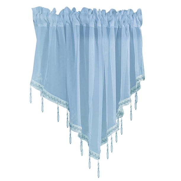 Cortina de poliéster para ventana, persiana triangular, decoración, pantalla de balcón para dormitorio, sala de estar, azul cielo Yuarrent HA004558-01
