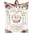 thumbnail image 1 of LHSHID 40th Happy Birthday Blanket for Woman 40th Birthday Decorations for Women 40 Year Old Birthday Gift Ideas for Her Mom Blankets from Daughter to Mom Flower Soft Throw Blanket 60"x80", 1 of 7