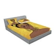 thumbnail image 2 of Ambesonne African Fitted Sheet & Pillow Sham Set, Portrait, King, Yellow Brown Cocoa, 2 of 2