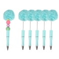 thumbnail image 1 of Bolígrafos de bola de pompón Uxcell, bolígrafos esponjosos de bola de pom pom de plástico, bolígrafo con cuentas lindo para regalo de bricolaje, escritura, suministros de oficina - 6 Pcs (Azul), 1 of 7
