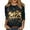 Gold, variant on Women's Happy New Year Shirt 3/4 Sleeve Glitter Graphic Top Festive Holiday Party Wear