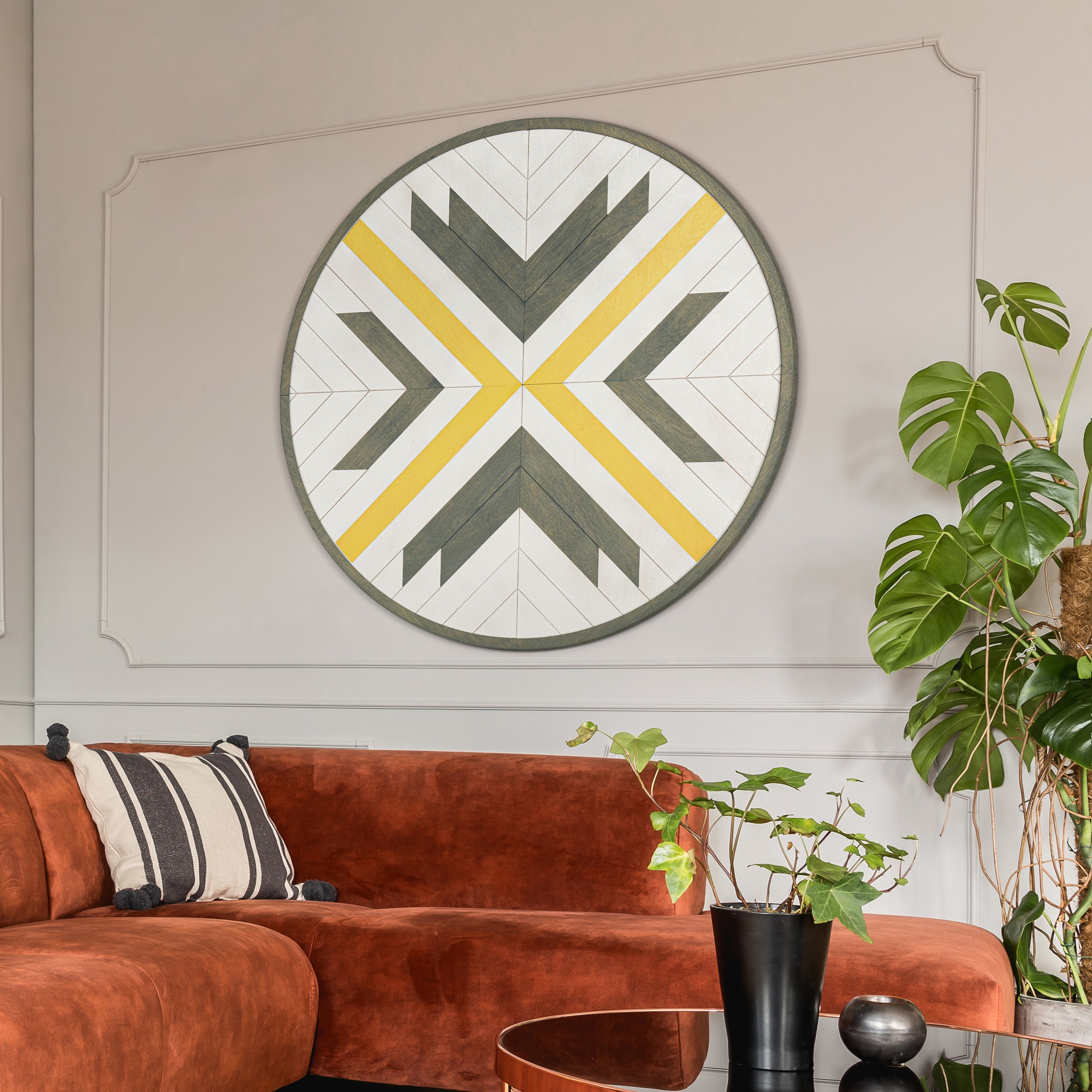 Round Wood Wall Decor Hanging Large Geometric Wood Wall Art