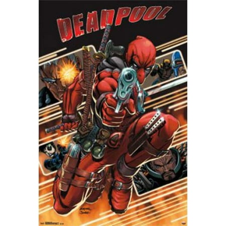 Deadpool Attack Marvel Superhero Antihero Art Poster 22 X 34