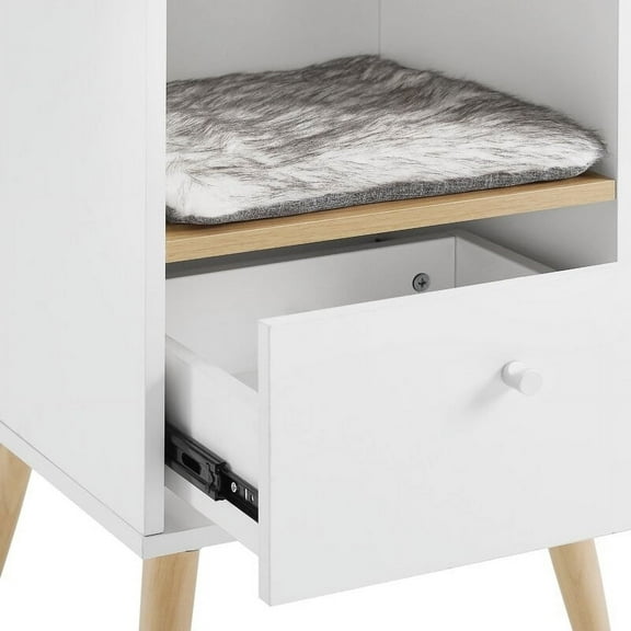 Sam's Pets Becky 28" White Single Rest Cat Tree With Drawer