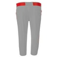 thumbnail image 2 of A4 Men's Warp Knit Waistband Cording Softball Pant, XL, Grey/ Scarlet Red, 2 of 2
