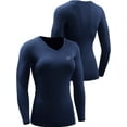 thumbnail image 6 of NELEUS Womens Compression Shirts Workout Yoga T Shirt V Neck Long Sleeve 3 Pack,Black+Gray+Navy Blue,US Size 2XL, 6 of 6