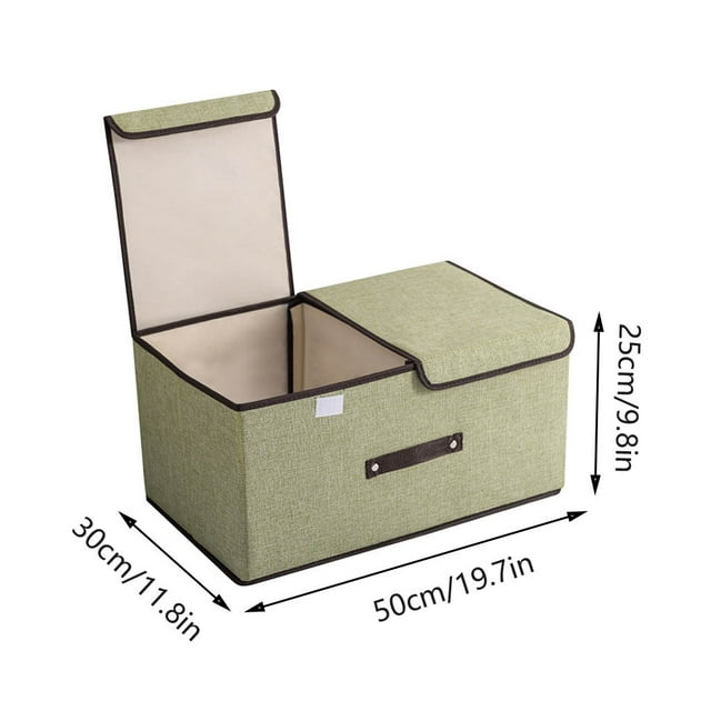 Storage Box with Lid, Cotton and Linen Double Lid Storage Box, Foldable, Large Storage, Debris Sorting, Covered Underwear Storage Box Box with Lid