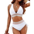 thumbnail image 2 of JoveMarine Women's High Waist Bikini Set V Neck Padded Swimsuit Two Piece Sexy Beach Bathing Suit with No Underwire Bathing Suit For Womens Swimsuits White S, 2 of 7