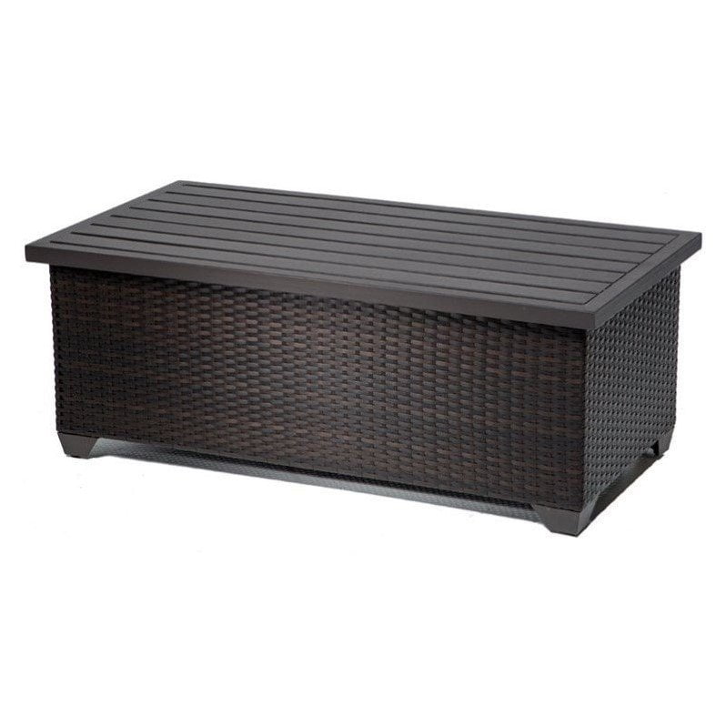 TKC Barbados Outdoor Wicker Storage Coffee Table in Espresso