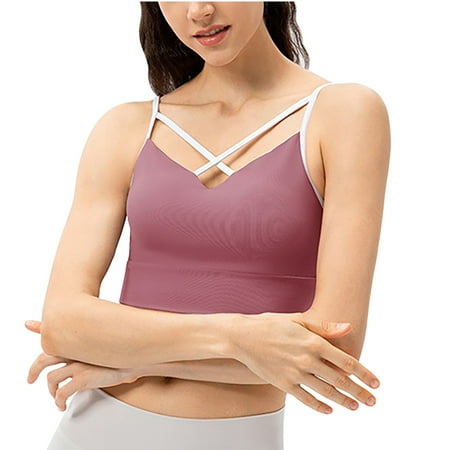 

HTNBO Bras for women Mesh Underwear Yoga Sports Hot Pink M