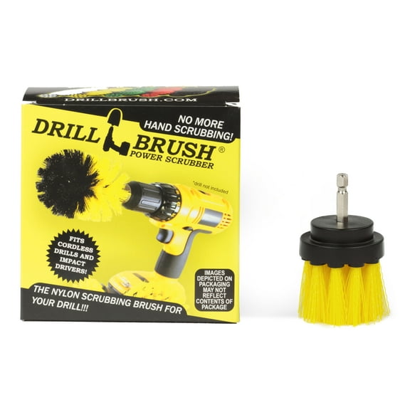 2 inch Long Bristle Yellow Bathroom Scrub Brush fits Power Drill