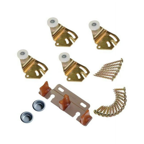 Johnson Hardware 5001299 Brass-Plated Brown & White Metal By-Pass Part Set
