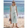 thumbnail image 5 of Women'S Summer 2 Piece Outfits Striped Sleeveless Top and Cropped Wide Leg Pants Sets Pockets Green XL, 5 of 8