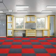 FlooringInc Nitro Flex Protective Garage Flooring Tiles, 20.5x20.5, 8 Tiles, 23.36 Sqft, Coin Pattern, Light Gray
