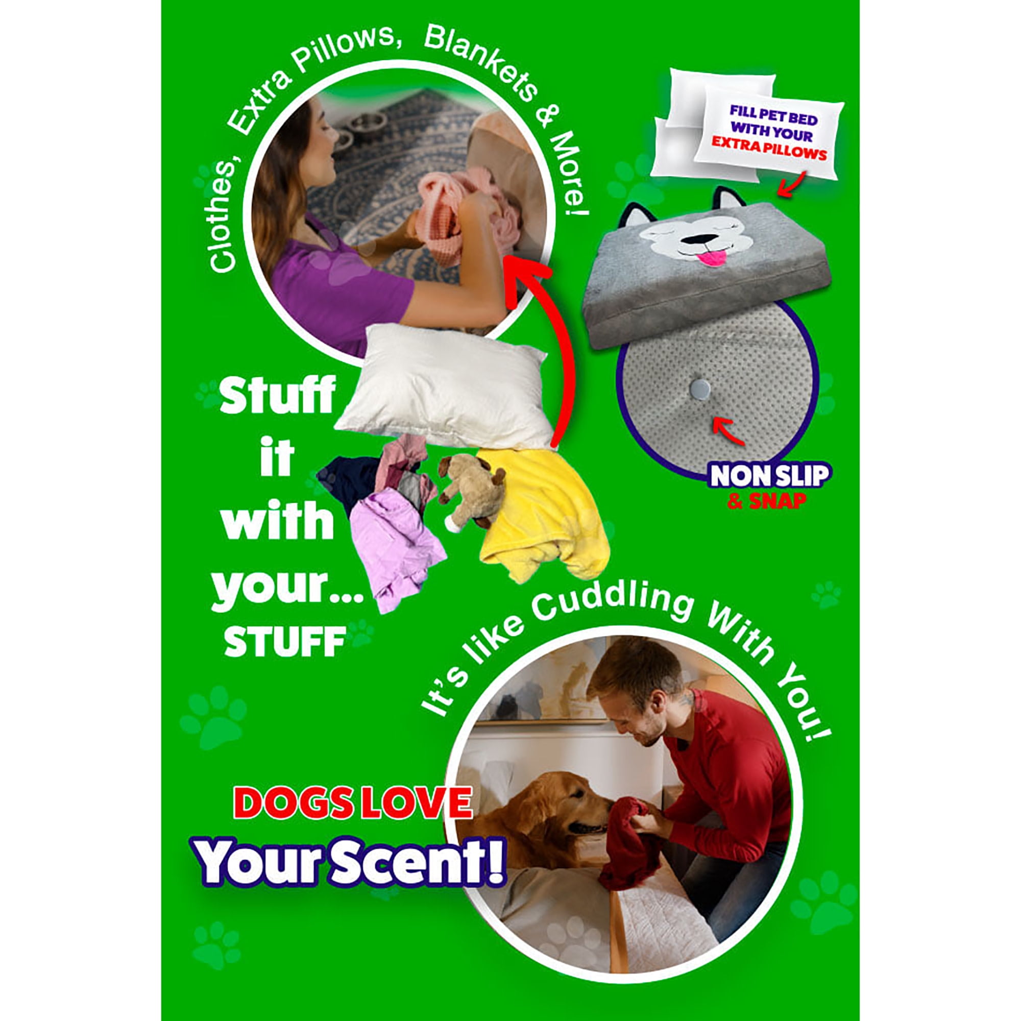 Pet Bed In A Box Slipcover: Able The Tan Dog - Large - 36x23" Character Bed Case, Stuff & Fill With Your Scent-Pillows-Clothes, Happy Nappers