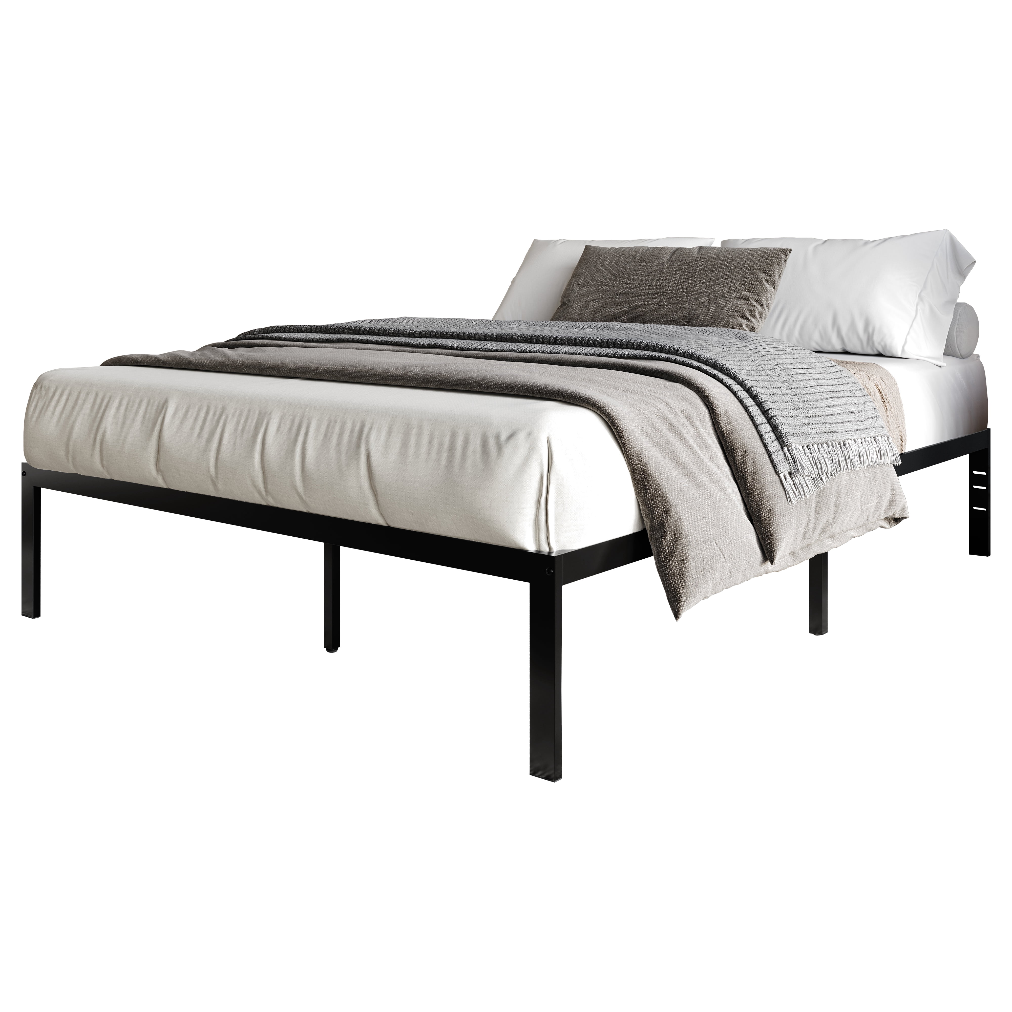 Castle Place Minimalist Metal Platform Bed Queen, Black