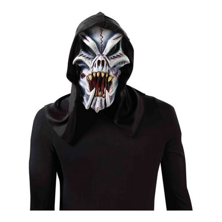 Adult's Hooded Freaky Bones Skeleton Demon Vinyl Full Mask Costume Accessory