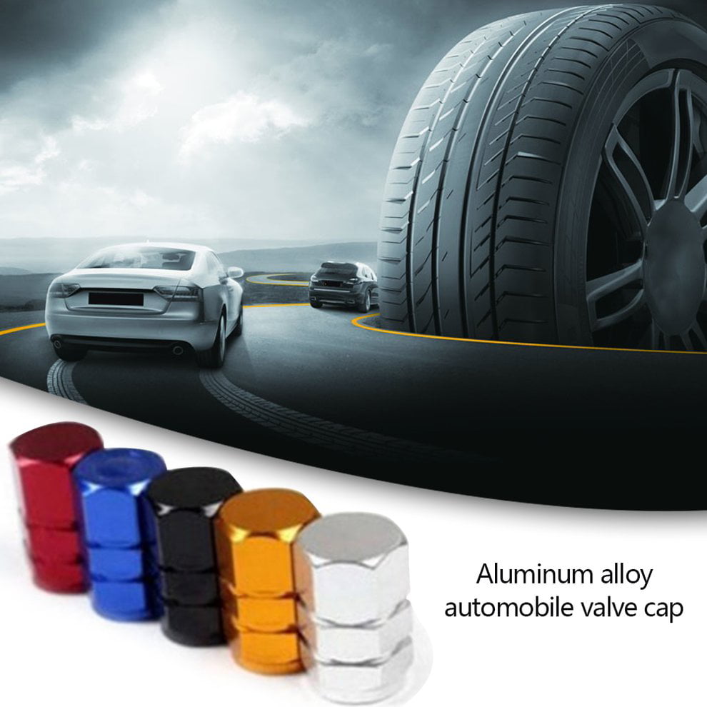 Lorenlli 4Pcs/Set Allumium Alloy Tire Valve Cap Automobiles Dust Proof Wheel Valve Caps Auto Decorative Accessories