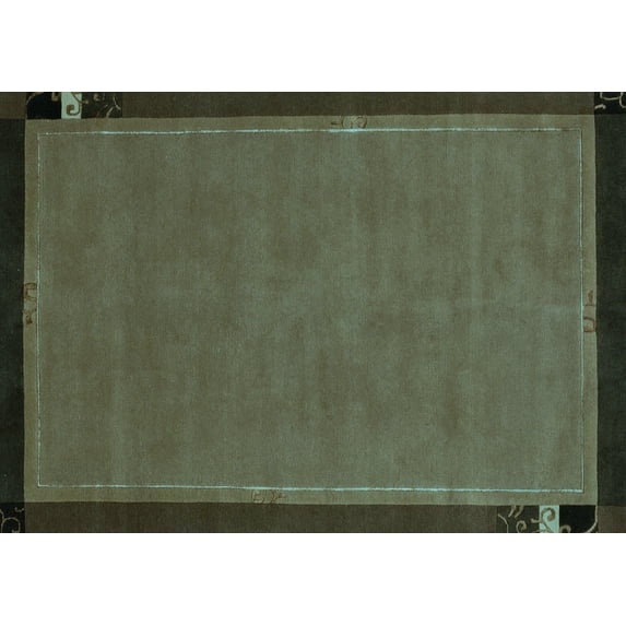 Ahgly Company Indoor Rectangle Abstract Light Blue Modern Area Rugs, 7' x 10'