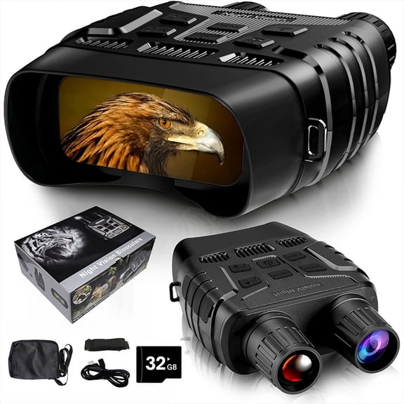 Danolapsi Night Vision Goggles, 4K Full-Color Night Vision Binoculars for Adults, 8X Digital Zoom, 7 Gear IR, 2.3" LCD, 32GB Card for Photos and Videos, Ideal for Camping, Hiking,Outdoor Surveillance