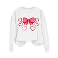 thumbnail image 3 of Valentine Crewneck Sweatshirts Womens Long Sleeve Cute Valentines Day Sweater Pullover Heart Bow Holiday Outfits, L White, 3 of 5