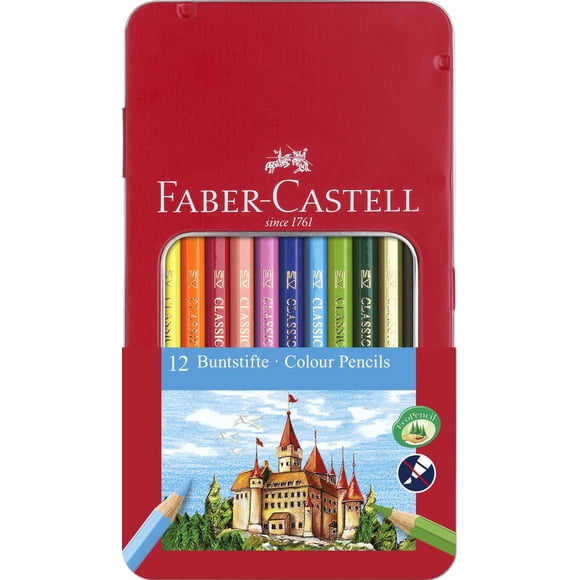 Lápiz de colores Faber-Castell 115801 Hexagonal 12 con estuche metálico