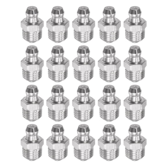 Uxcell 201 Stainless Steel Straight Hydraulic Grease Fitting M10 x 1mm Thread 20 Pack