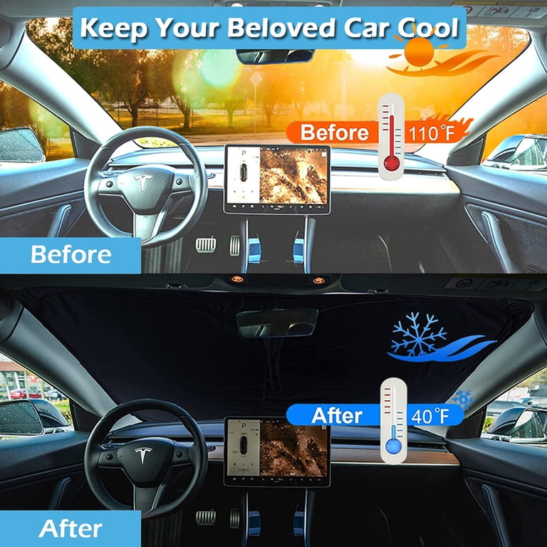 IC ICLOVER Tesla Model 3/Y Windshield Sun Shade, 240T Polyester photo 2