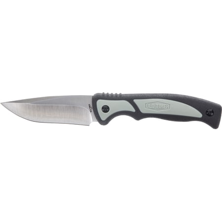 Old Timer Trail Boss Fixed Blade Knife 3.75 Clip Point 8Cr13MoV Satin Blade Kraton Handle Green/Black
