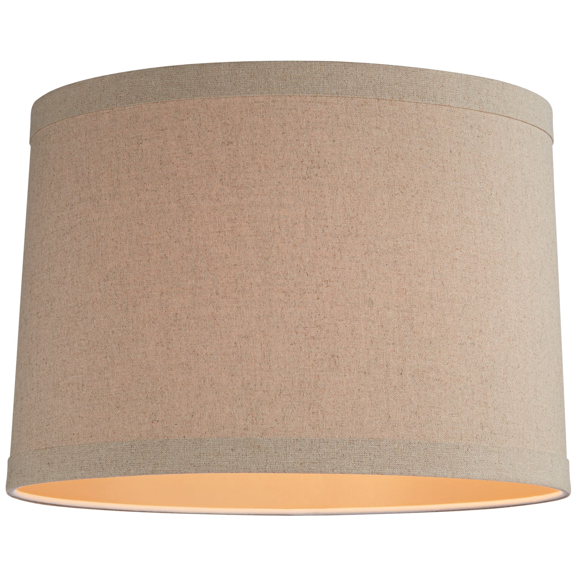 Springcrest Set of 2 Natural Linen Medium Drum Lamp Shades 15" Top x 16" Bottom x 11" High (Spider) Replacement with Harp