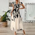 thumbnail image 4 of adaychics Maxi Floral Dress for Women Wrap V Neck Short Sleeve Flowy Summer Casual Long Dresses for Date Travel, 4 of 9