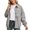 Grey, variant on Women Lapel Collar Faux Suede Loose Bomber Jacket Zip Front Rib Cuff Long Sleeve Layering Coat 1PC S-XXXL Plus Size Friendly