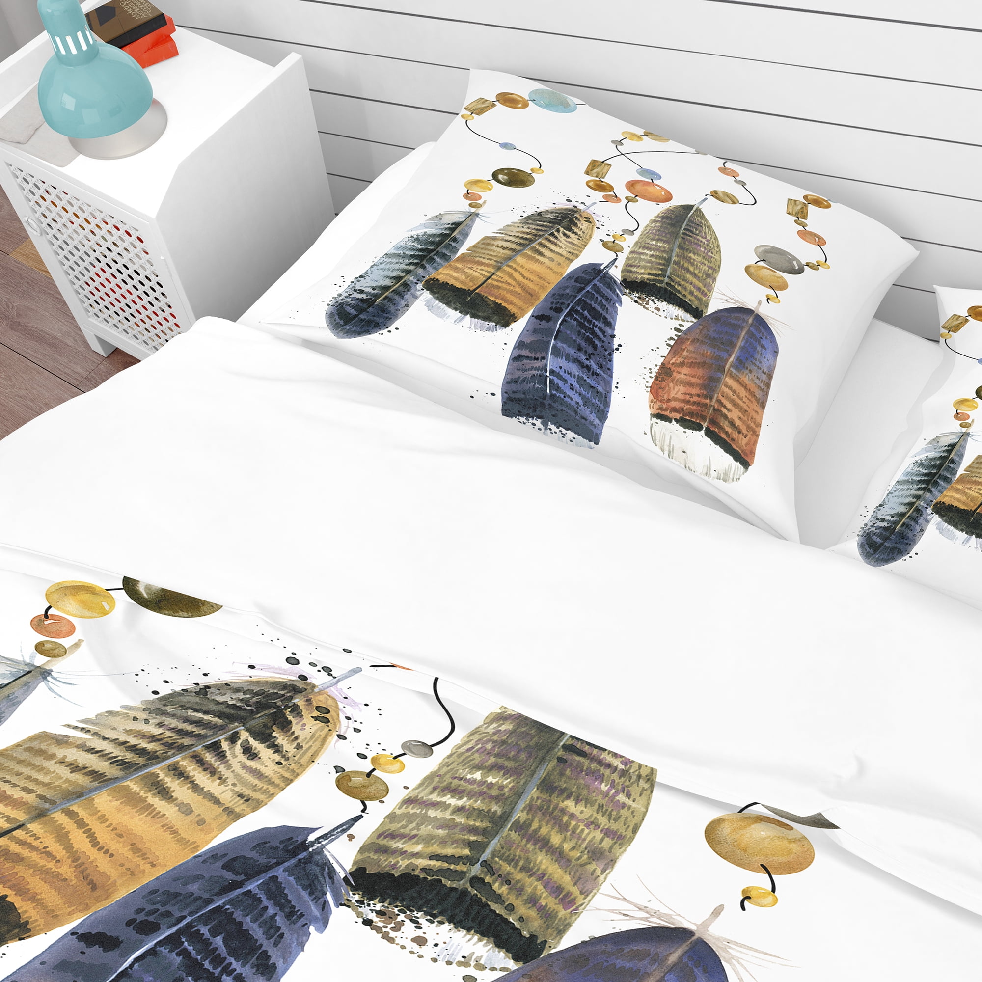 Designart 'Watercolor Feathers Set' Southwestern Duvet Cover Set