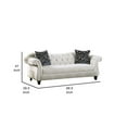 thumbnail image 5 of Benjara Div 87 Inch Chesterfield Sofa, 2 Pillows, Reverse Camelback, White Velvet, 5 of 5