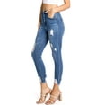 thumbnail image 3 of Wax Jean Womens Juniors High Rise Distressed Ankle Skinnys (3, Medium Denim), 3 of 4