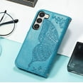 thumbnail image 4 of Designed for Samsung Galaxy S23 5G Case Wallet,Women Flip Folio Cover with Butterfly Embossed PU Leather Kickstand Credit Card Holders Slots Wrist Strap Phone Case for Samsung S23 5G 6.1" (Blue), 4 of 15