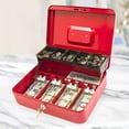 thumbnail image 4 of Musbetu Cash Storage Box with Lock 2 Keys Metal Money Box with Cash Tray Large Capacity Multi-compartments Portable Lock Safe Box, 4 of 7