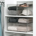 thumbnail image 2 of mDesign Plastic Stackable Bedroom Closet Storage Organizer with Drawer, Clear, 2 of 8