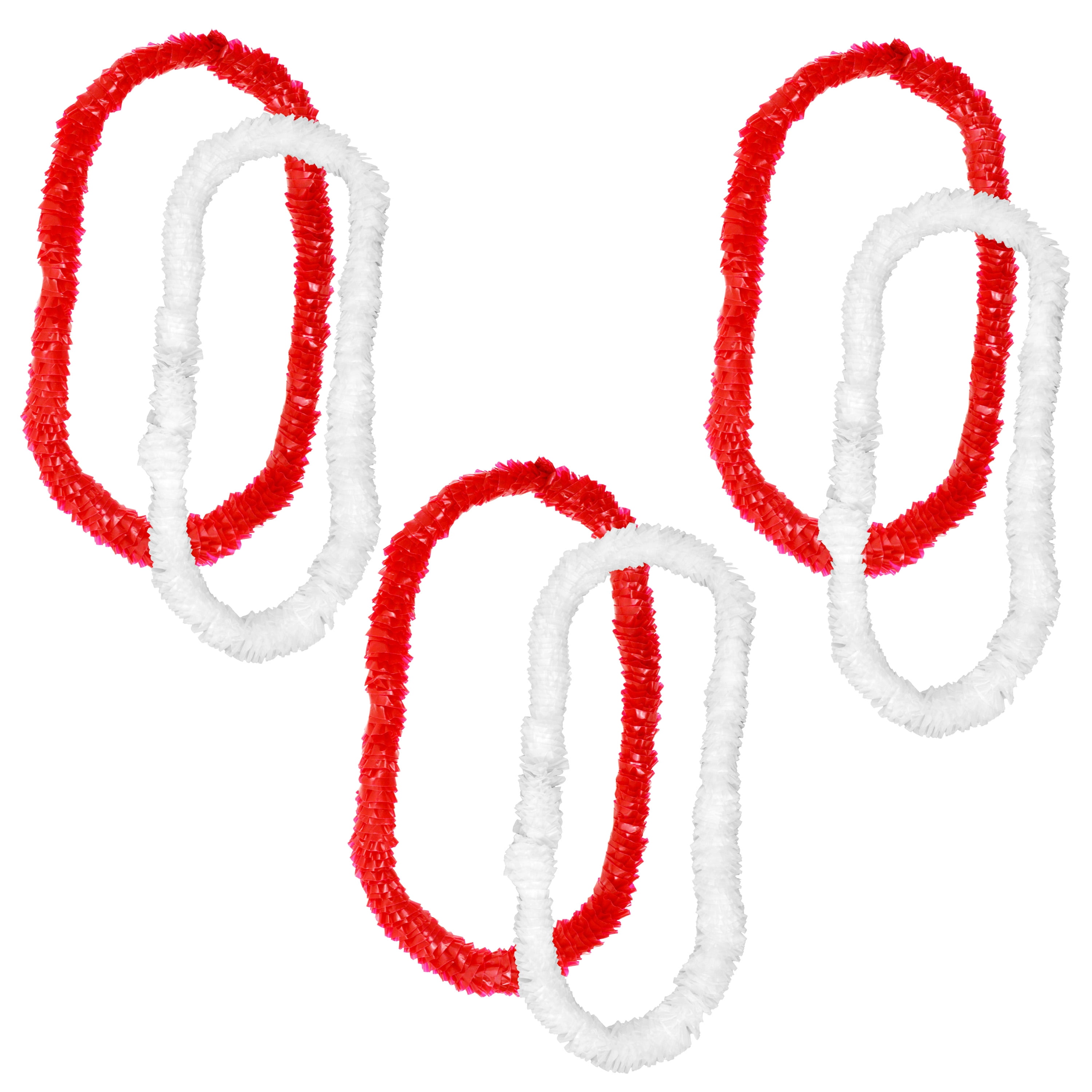 Collier de fleurs en plastique rouge et blanc (6 pièces), 81 cm, pour adulte, décoration, fête du Canada, une belle façon de célébrer